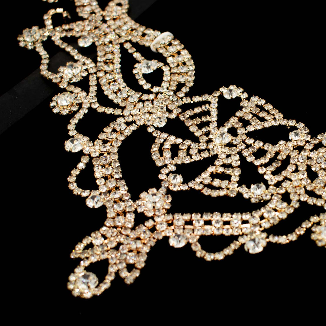 Gold Luxury Rhinestone Diamante Motif Sew on Bridal Jewellery