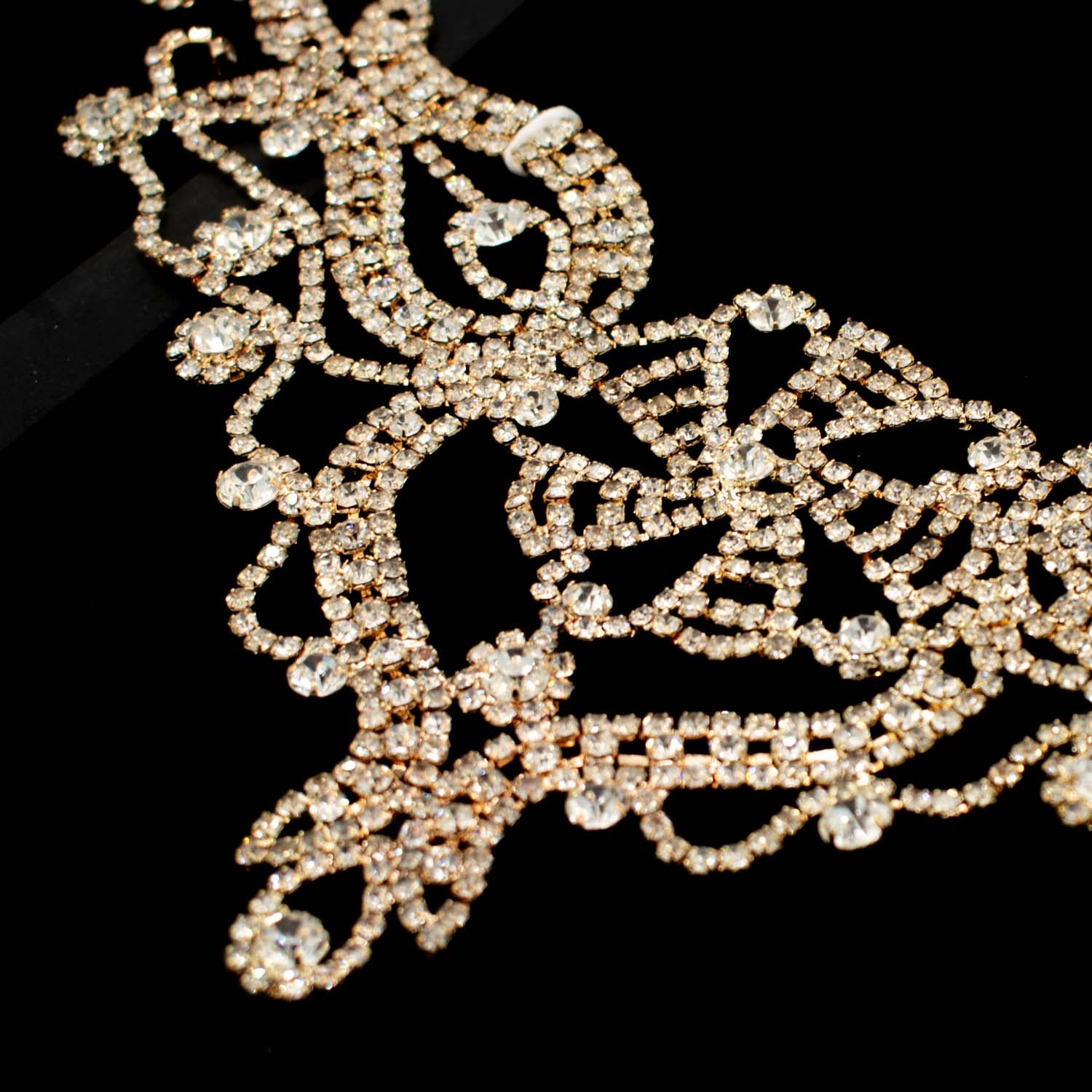 Gold Luxury Rhinestone Diamante Motif Sew on Bridal Jewellery