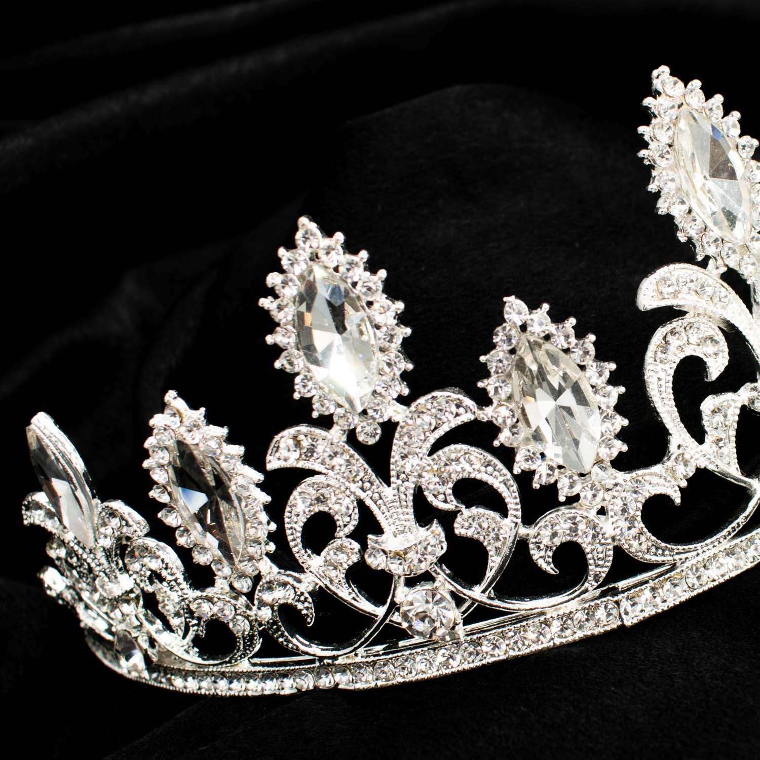 Silvery Crystal Bridal Tiaras Wedding Crowns Head Jewellery Design-1