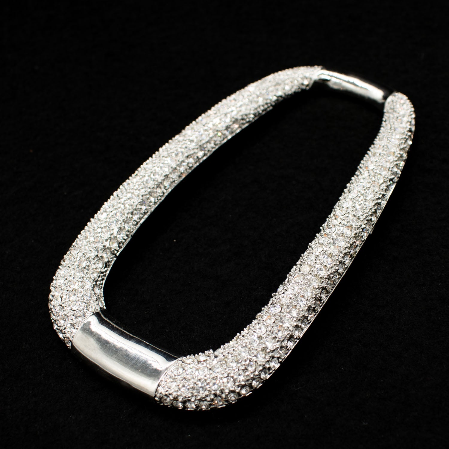 Silver Diamante Rhinestone Fashion Decor Large Oval Buckle