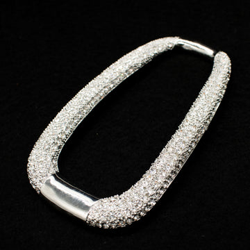 Silver Diamante Rhinestone Fashion Decor Large Oval Buckle