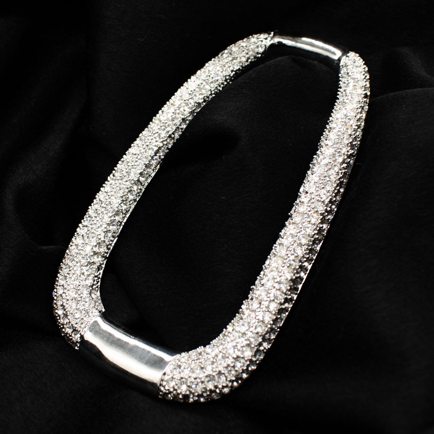 Silver Diamante Rhinestone Fashion Decor Large Oval Buckle
