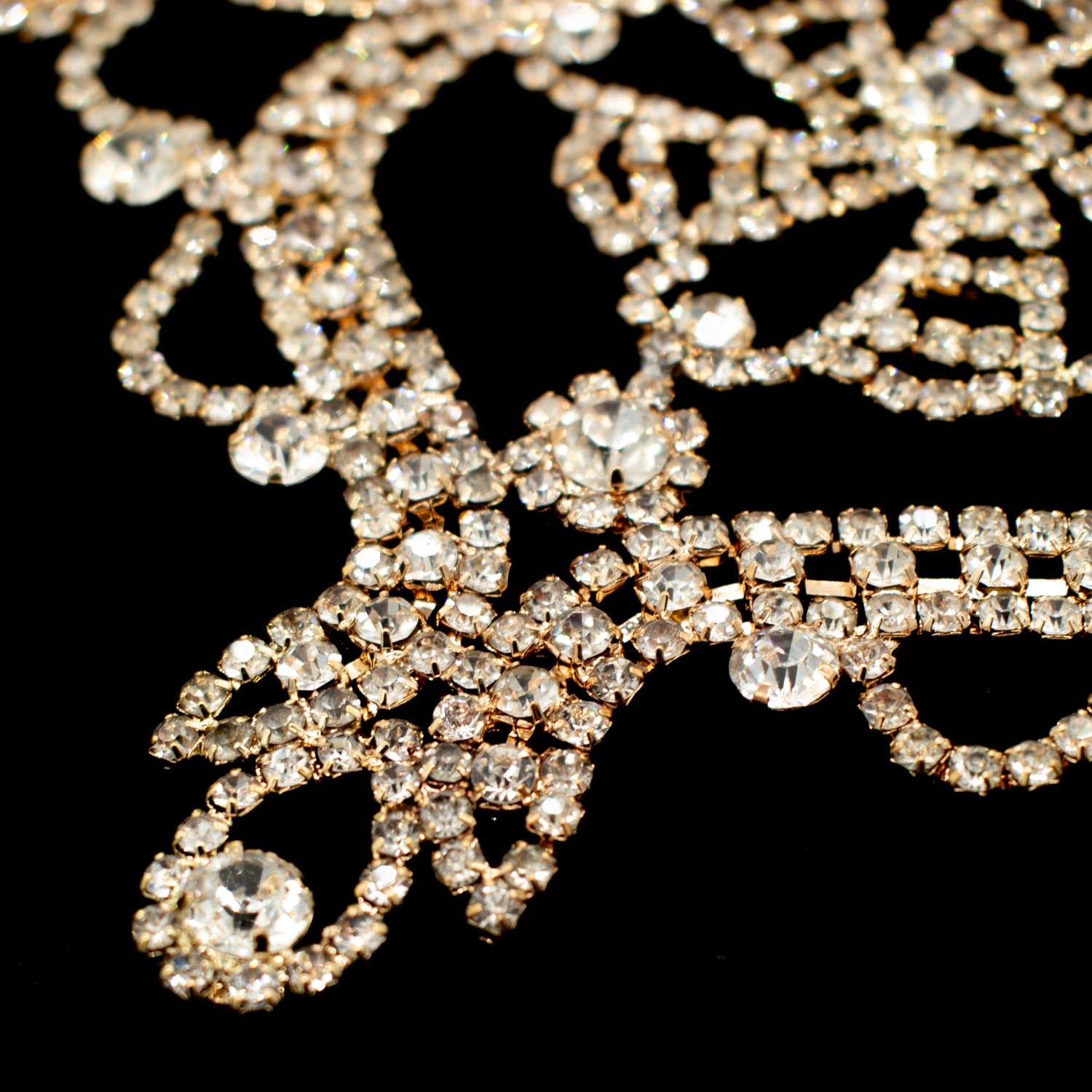 Gold Luxury Rhinestone Diamante Motif Sew on Bridal Jewellery