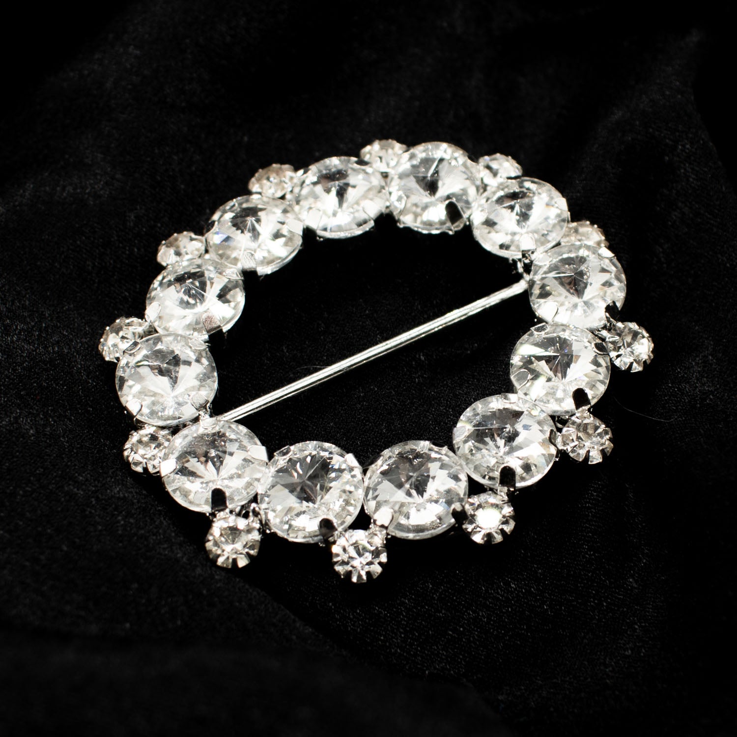 Silver Crystals Rhinestone Decor Fashion Buckle Design-1