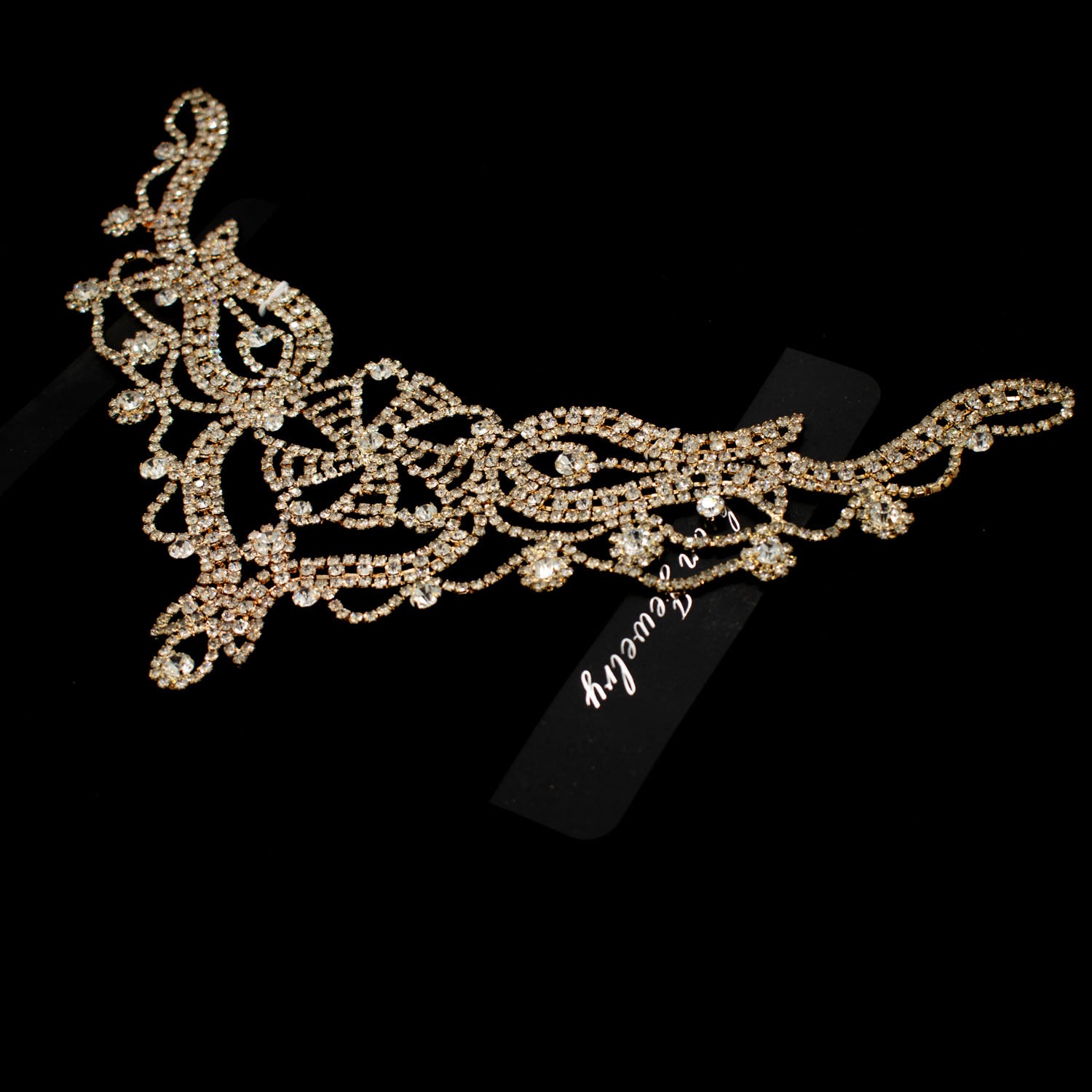 Gold Luxury Rhinestone Diamante Motif Sew on Bridal Jewellery