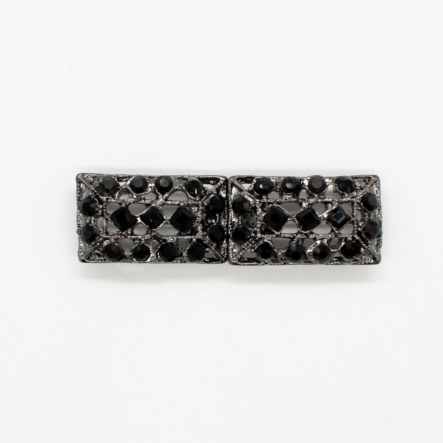 Black Diamante Decor Fashion Buckle Button