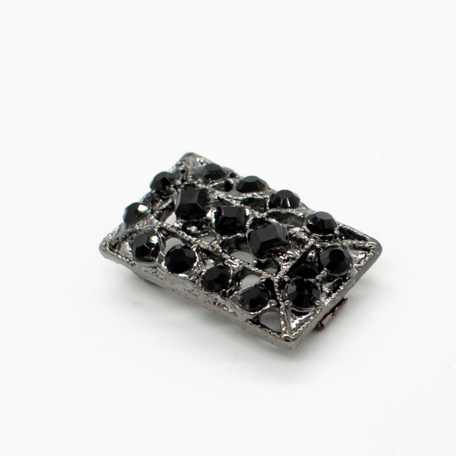 Black Diamante Decor Fashion Buckle Button