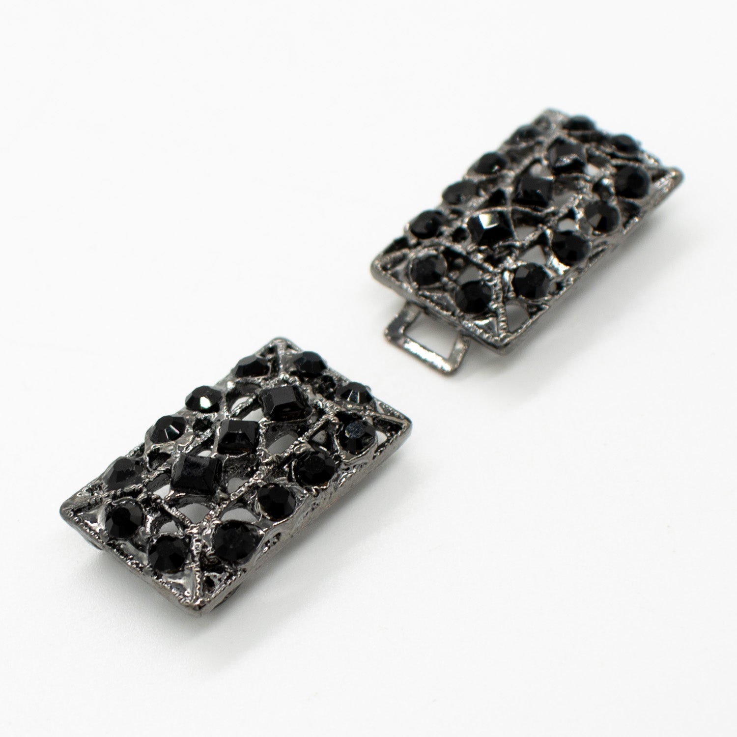 Black Diamante Decor Fashion Buckle Button