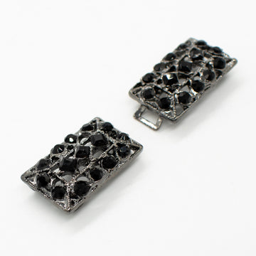 Black Diamante Decor Fashion Buckle Button