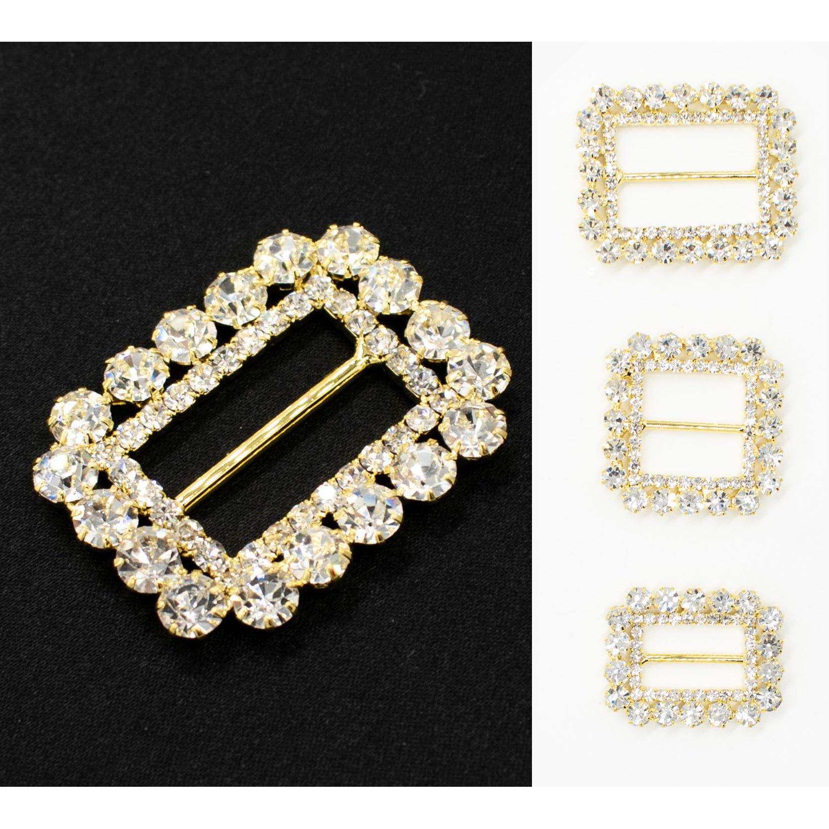 Diamante Gold Decor Fashion Buckle Design-1