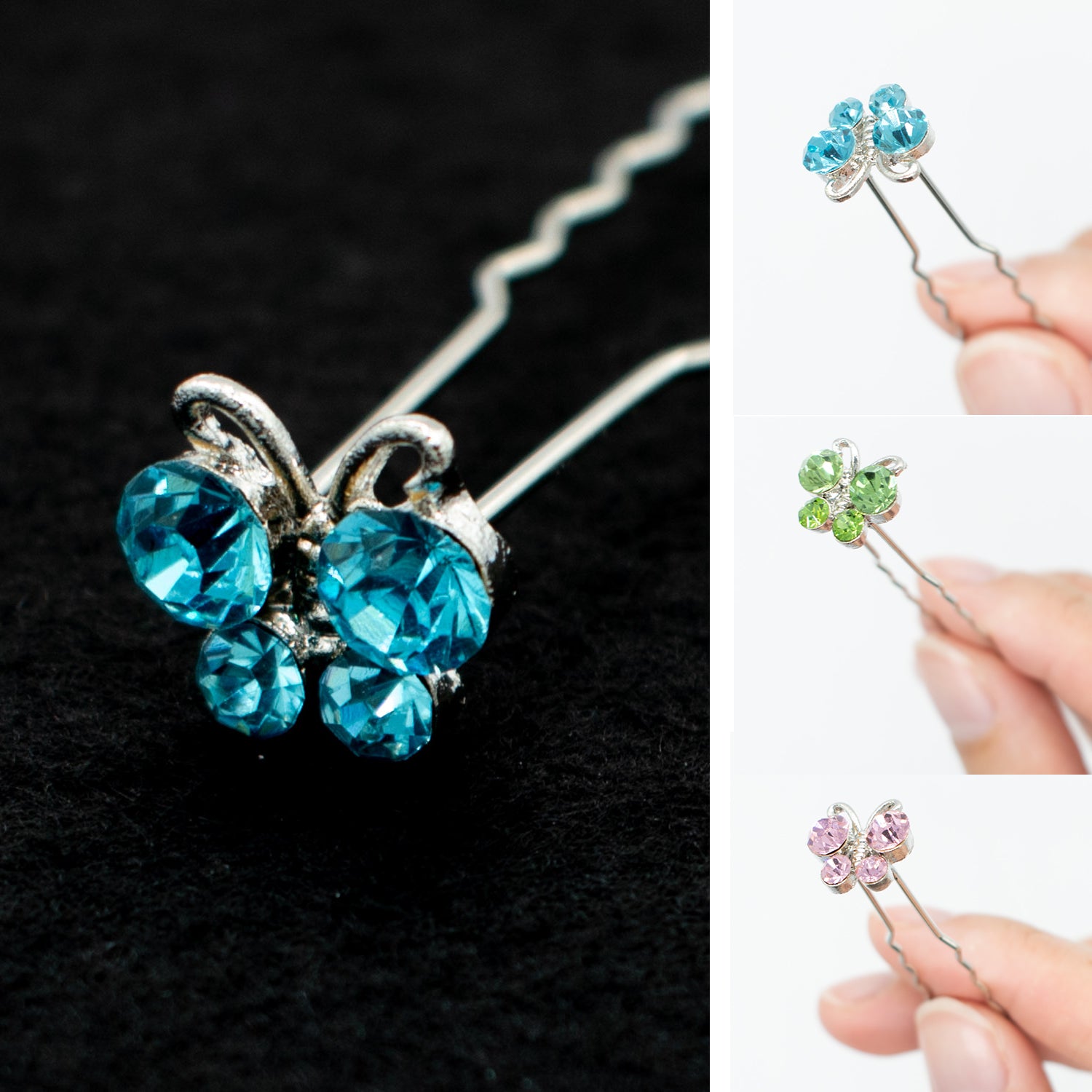 Bridal Rhinestone Butterfly Hair Pin