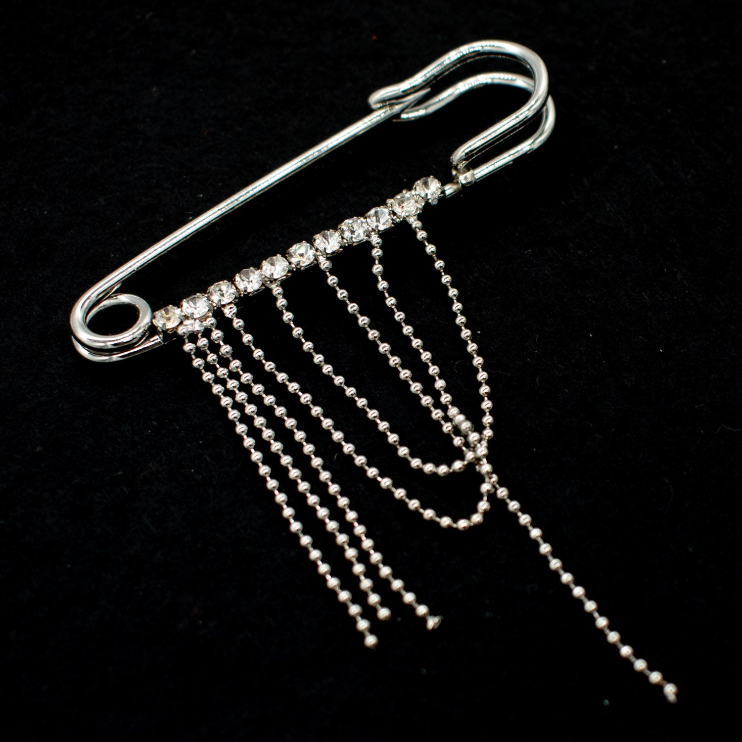 Bridal Chain Fringe Rhinestone Kilt Pin