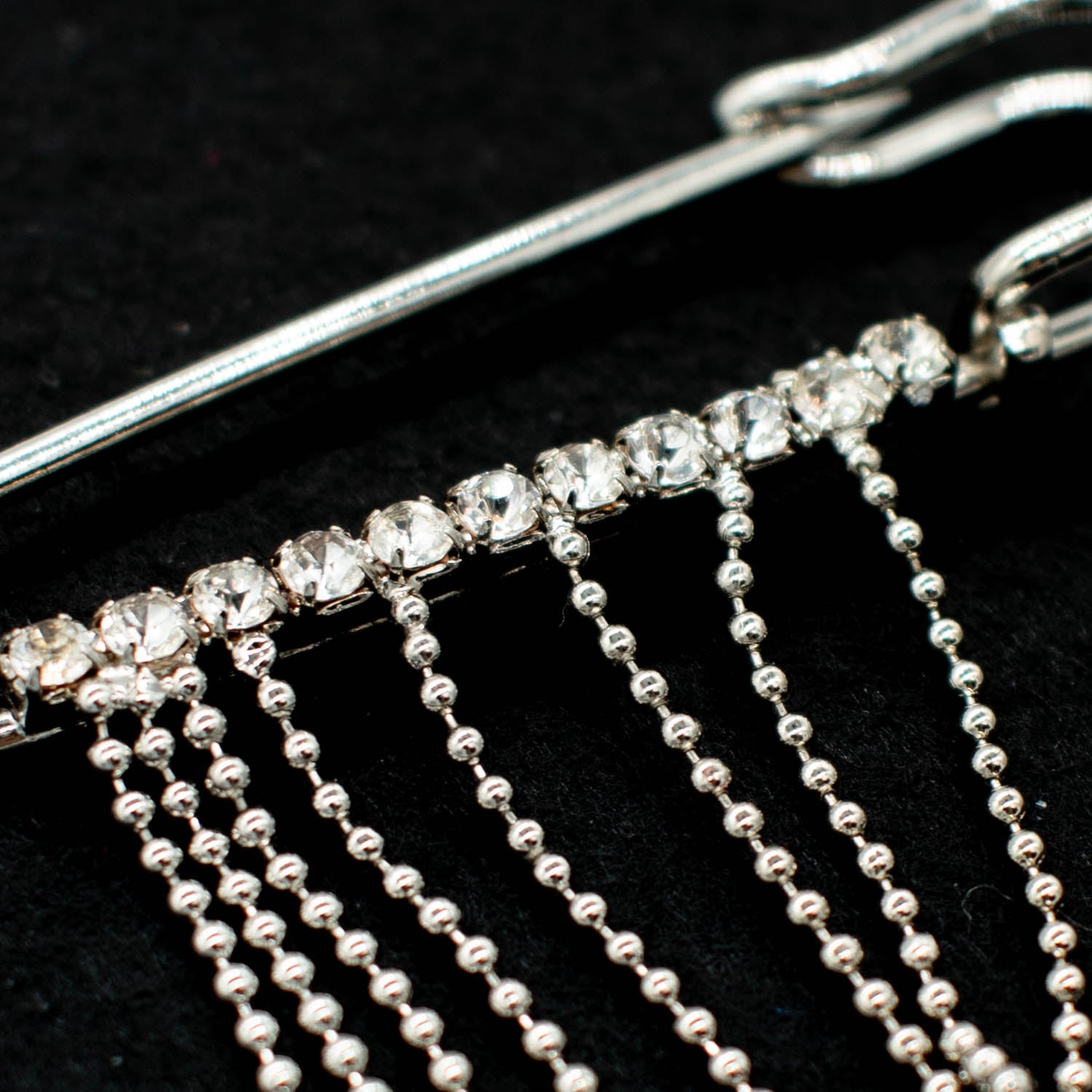Bridal Chain Fringe Rhinestone Kilt Pin