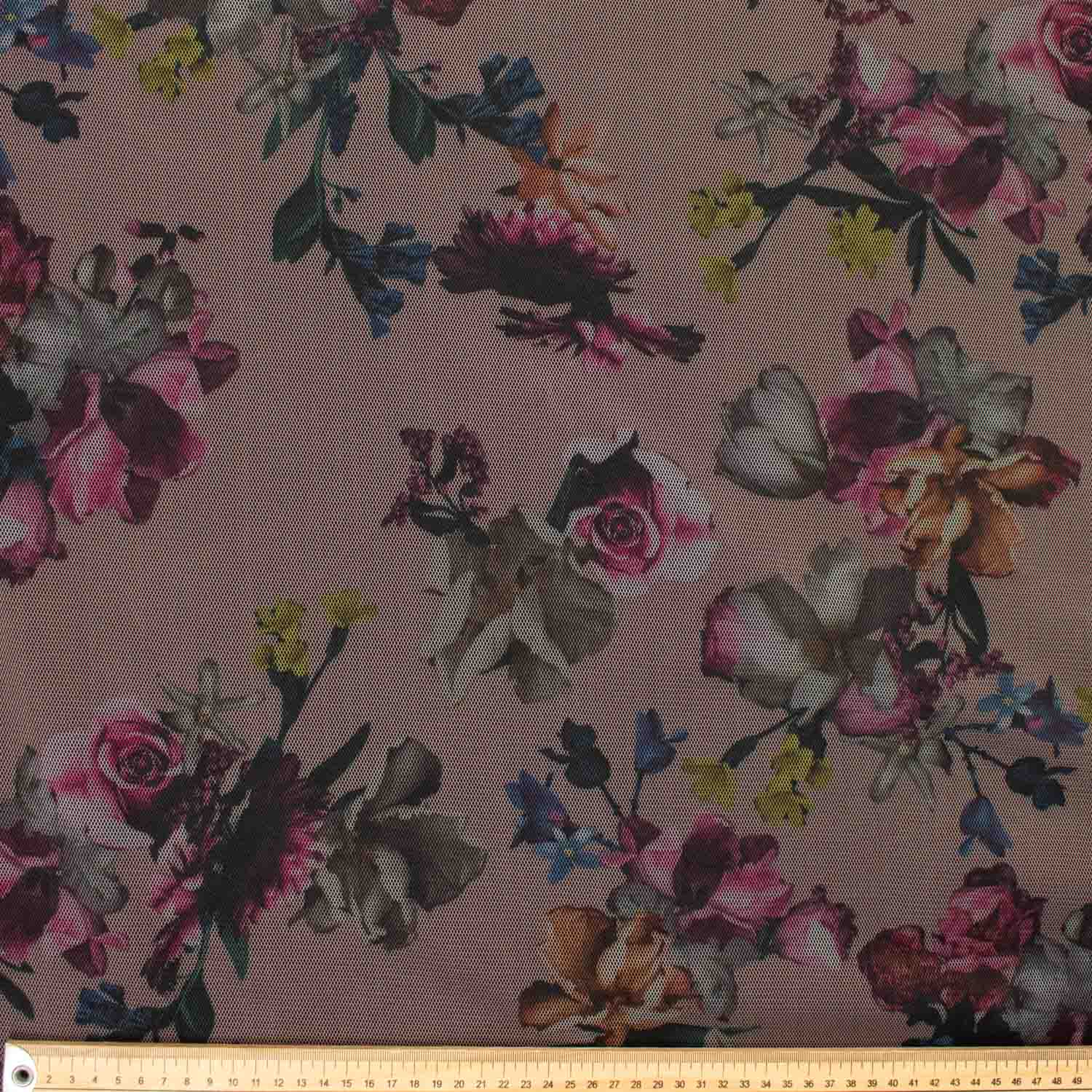 Digital Printed Fine Soft English Tulle Bright Pink Blossom