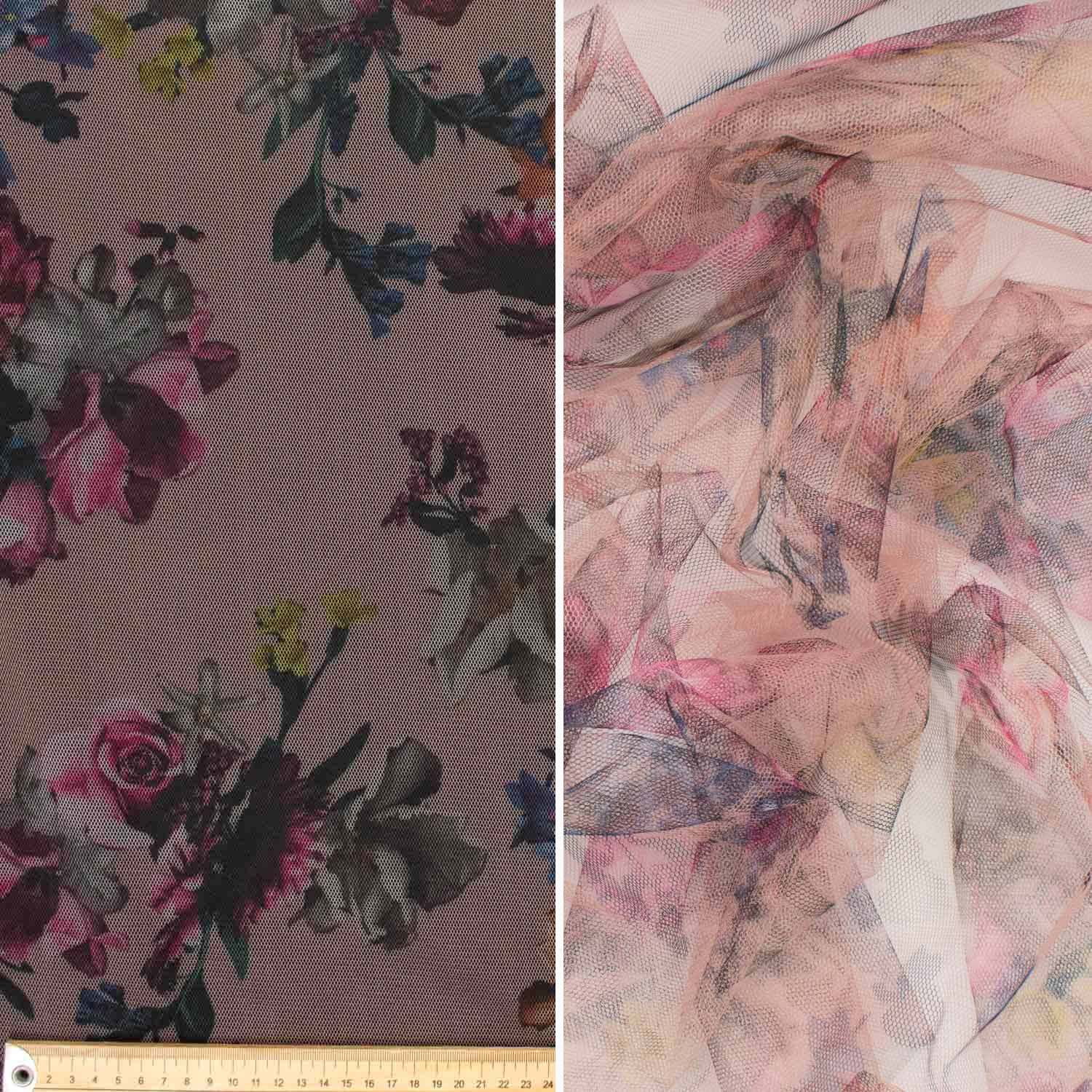 Digital Printed Fine Soft English Tulle - The Devon Collection