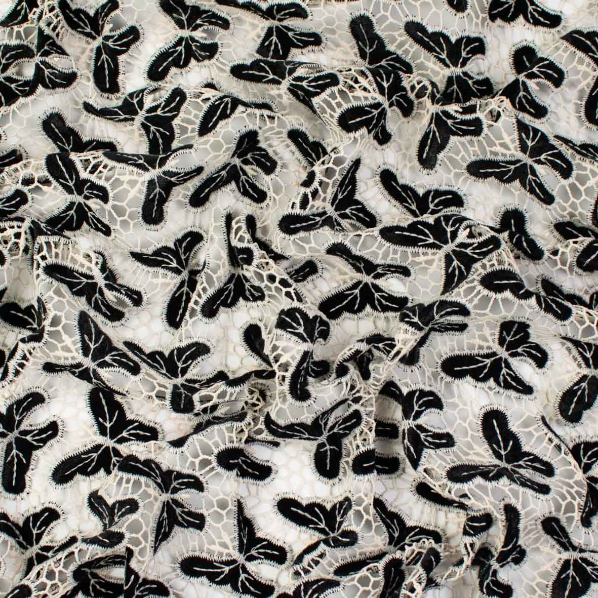 Butterfly Velvet Applique Embroidered Guipure Lace