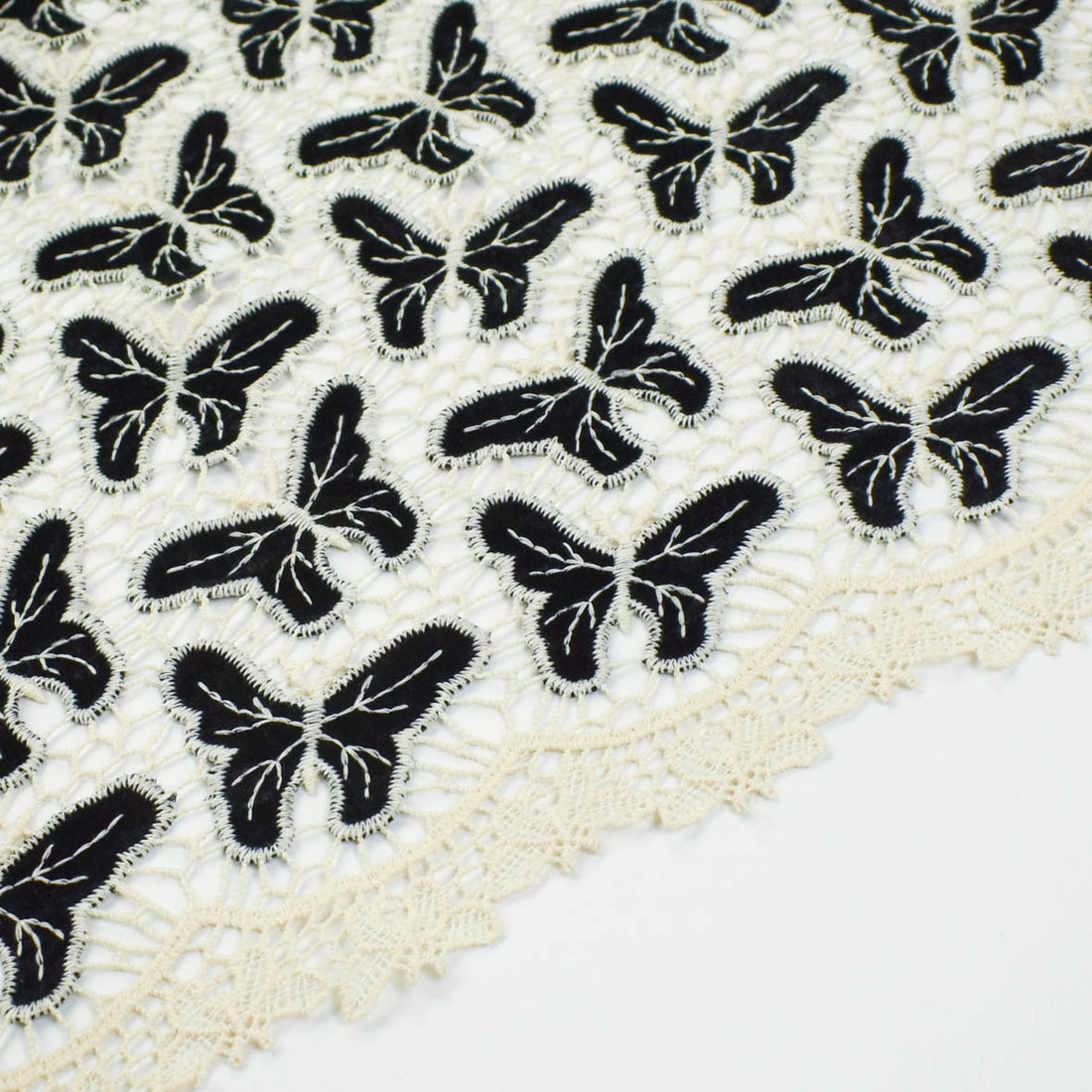 Butterfly Velvet Applique Embroidered Guipure Lace
