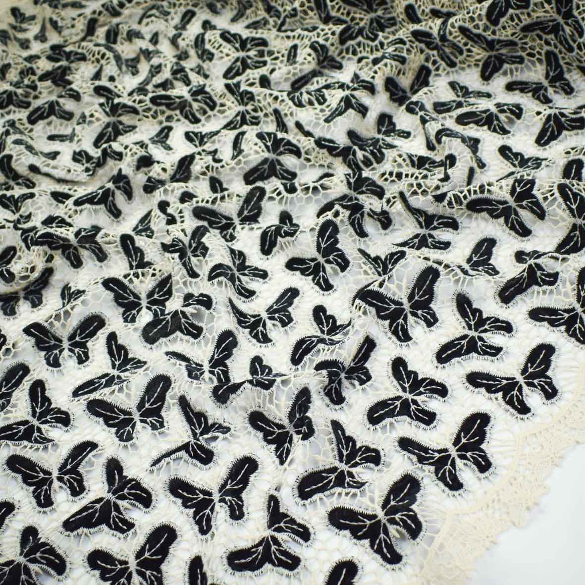 Butterfly Velvet Applique Embroidered Guipure Lace