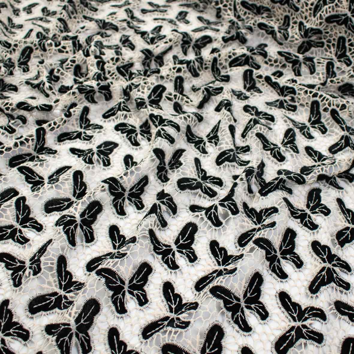 Butterfly Velvet Applique Embroidered Guipure Lace
