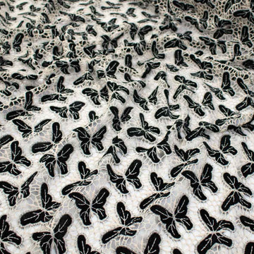 Butterfly Velvet Applique Embroidered Guipure Lace