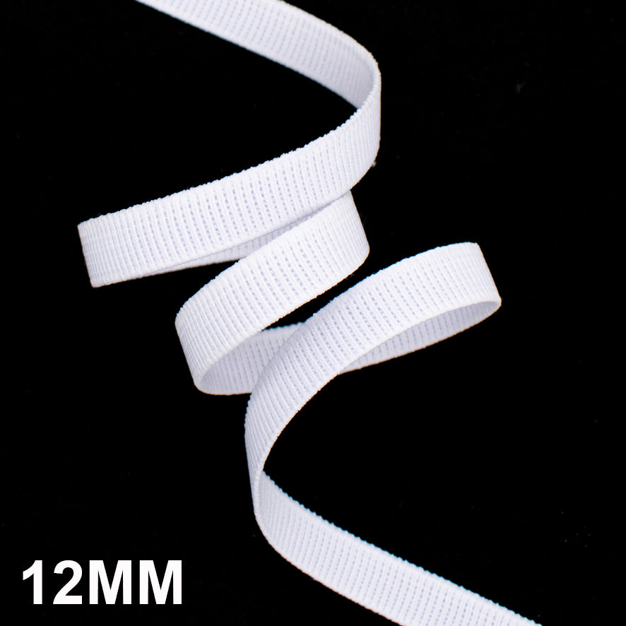 High Density Ribbed Non-Roll Elastic Black & White