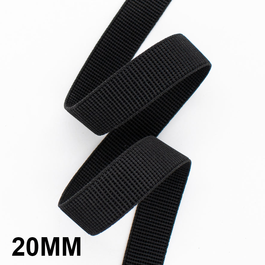High Density Ribbed Non-Roll Elastic Black & White