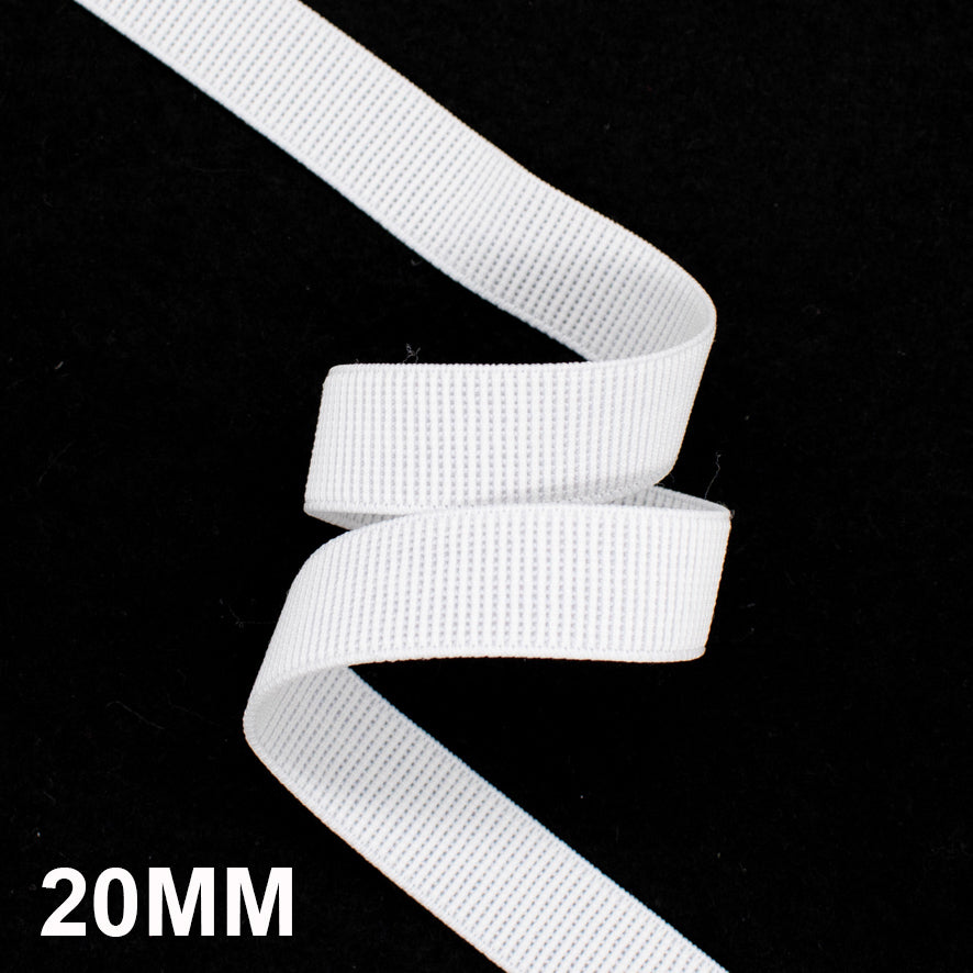 High Density Ribbed Non-Roll Elastic Black & White