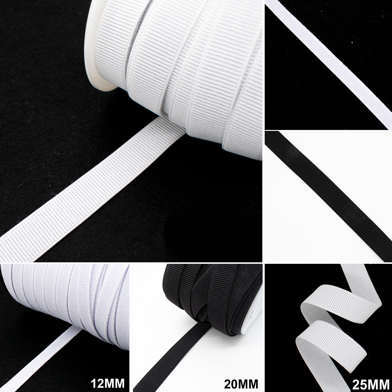 50M Roll High Density Ribbed Non-Roll Elastic