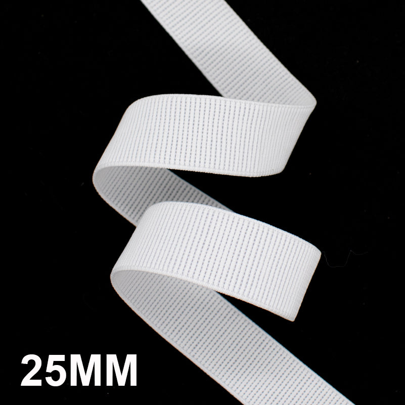 High Density Ribbed Non-Roll Elastic Black & White