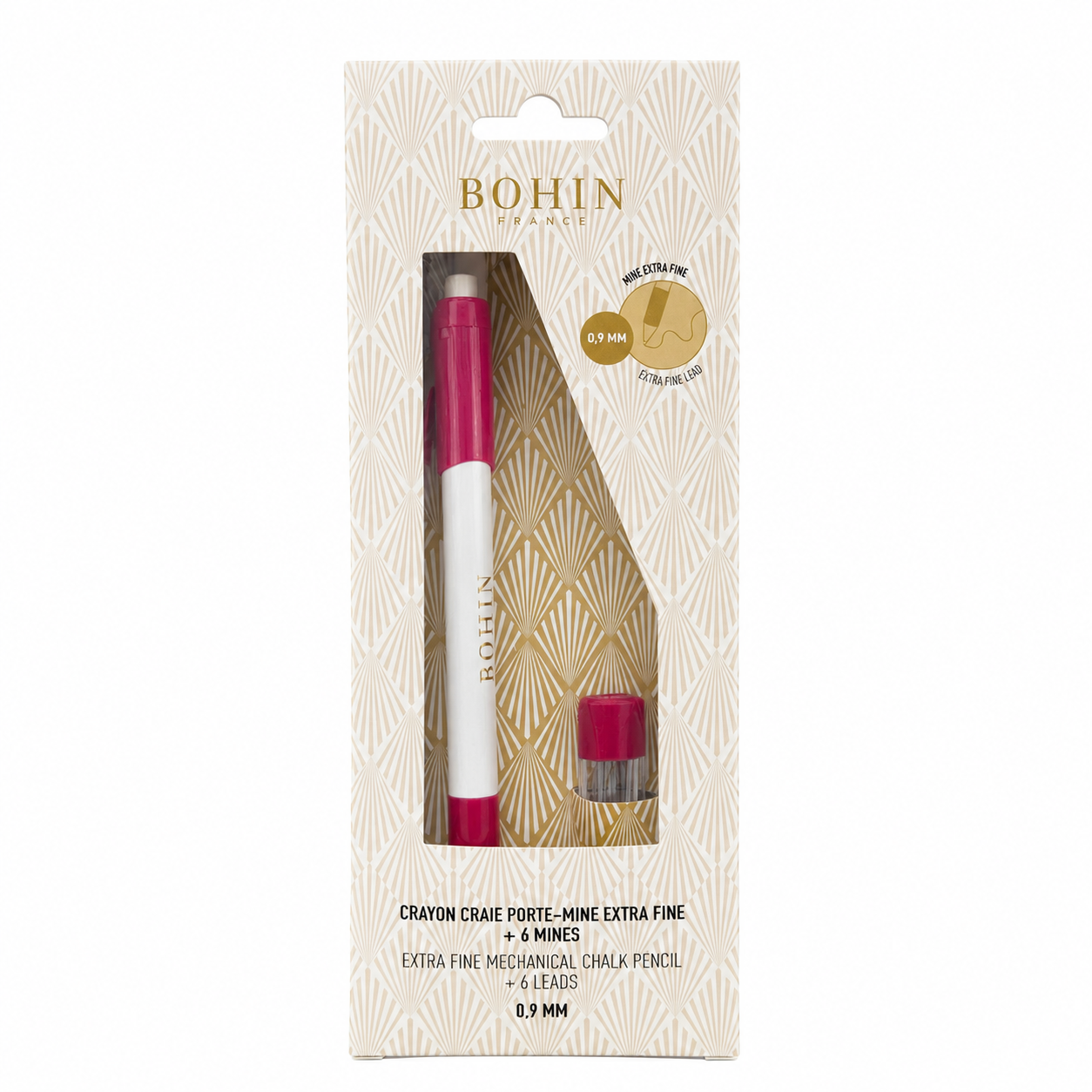 Bohin Extra Fine Mechanical Chalk Pencil 0.9mm + 6 Leads