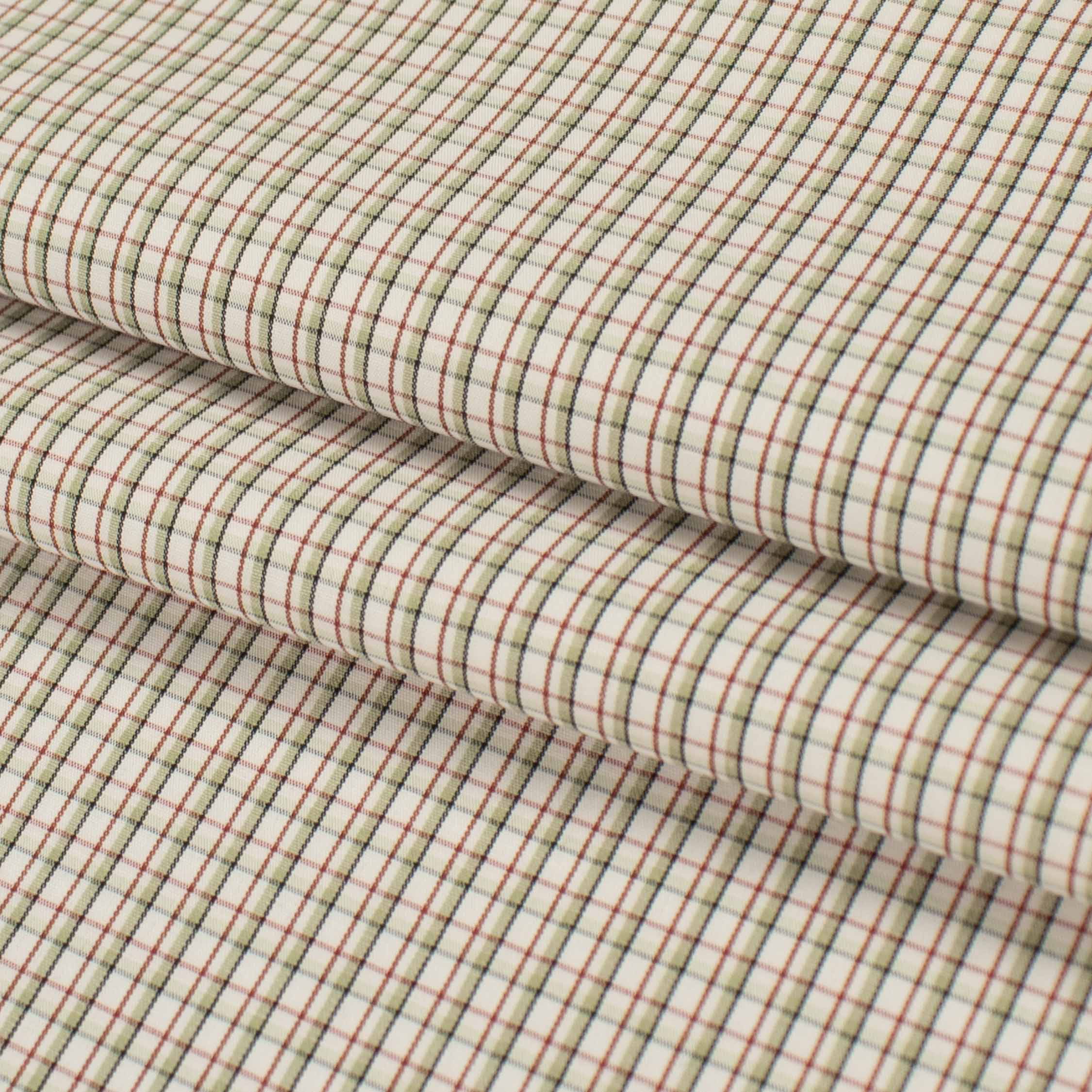 Check Shirting 150cm Design-18 Red and Olive Green Gingham