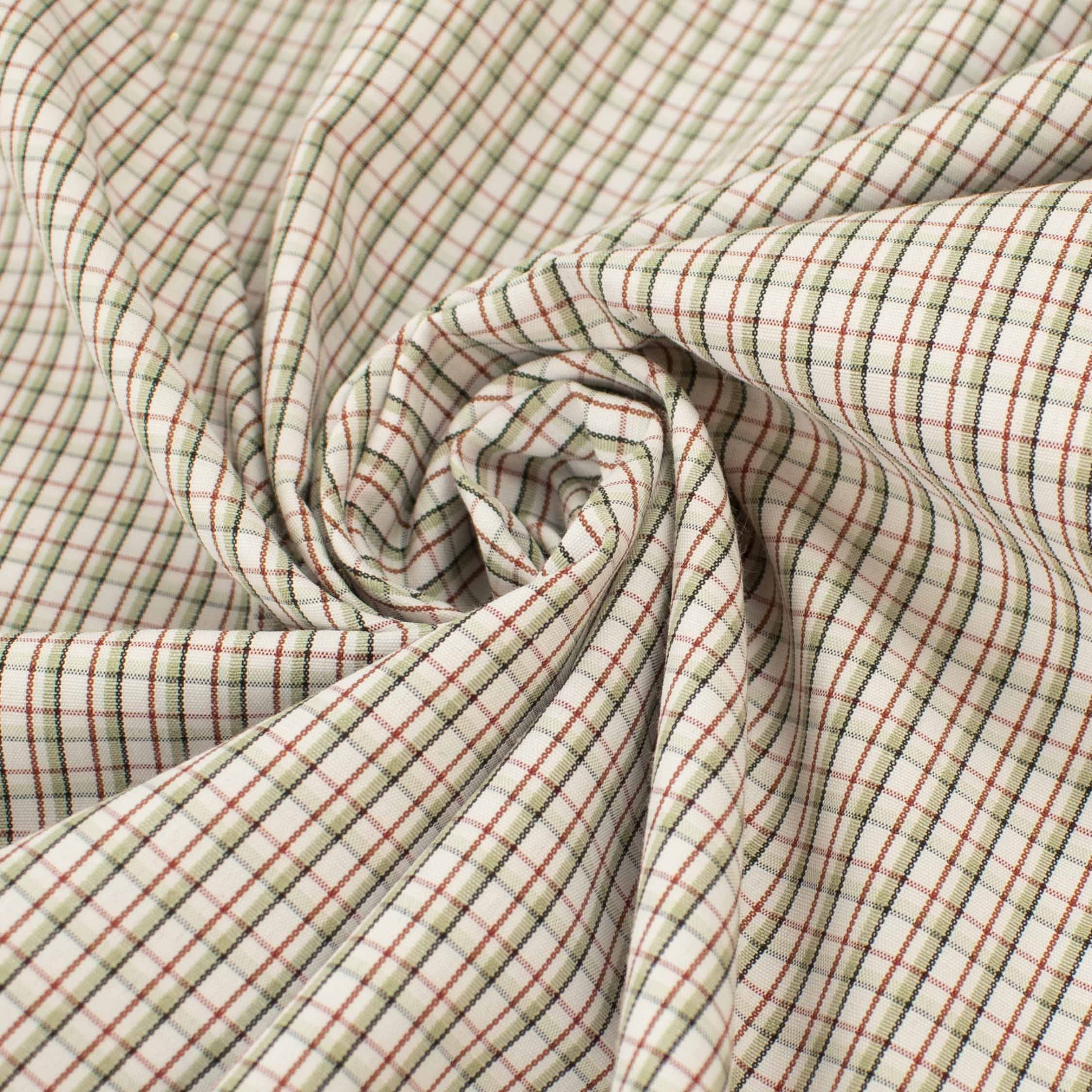 Check Shirting 150cm Design-18 Red and Olive Green Gingham