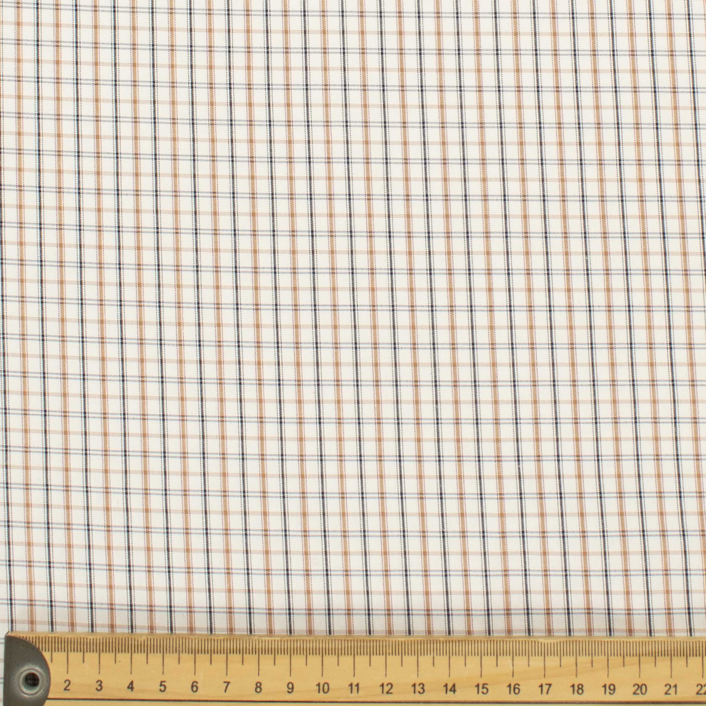 Check Shirting 150cm Design-17 Black & Tan Gingham