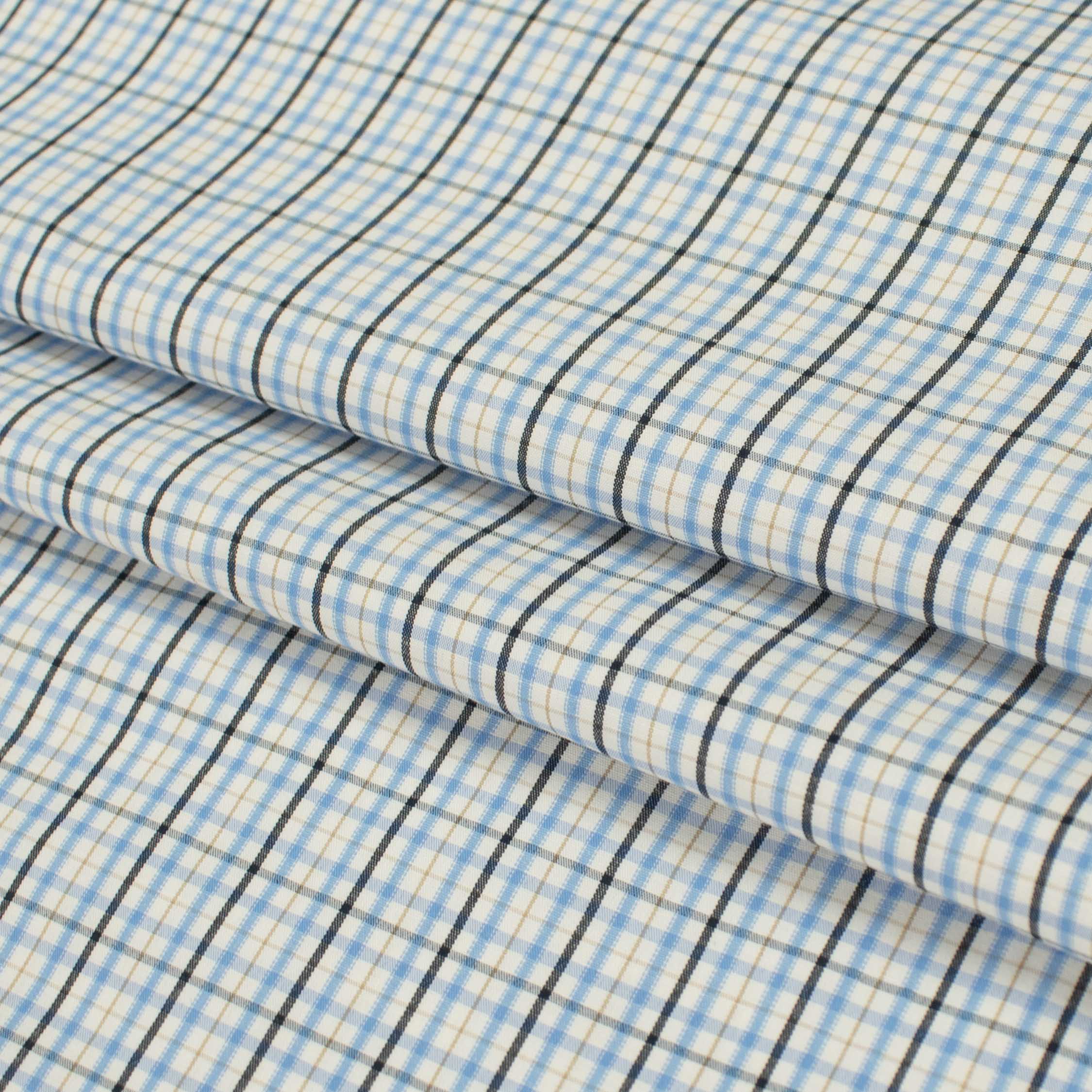 Check Shirting 150cm Design-19 Blue & Black Gingham