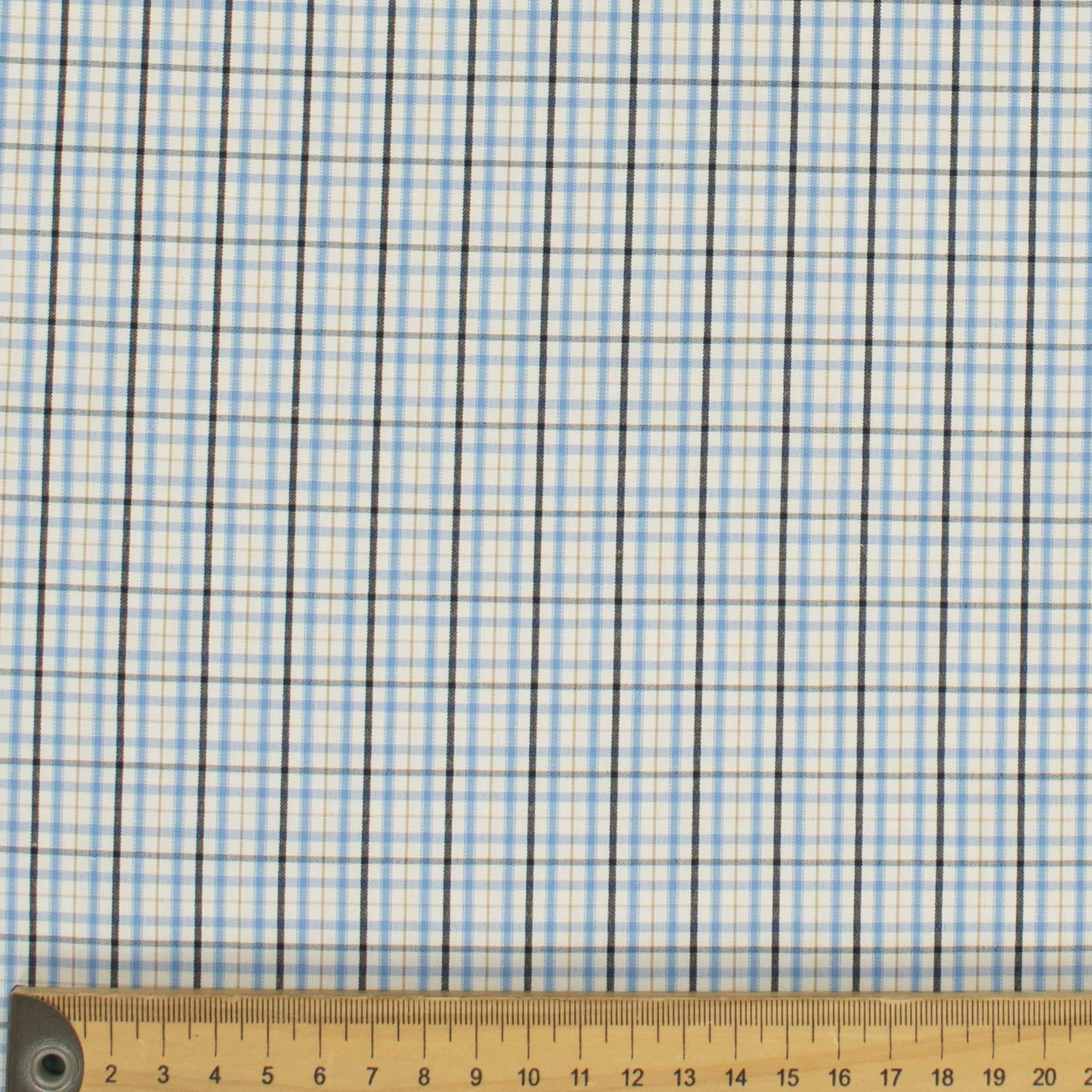 Check Shirting 150cm Design-19 Blue & Black Gingham