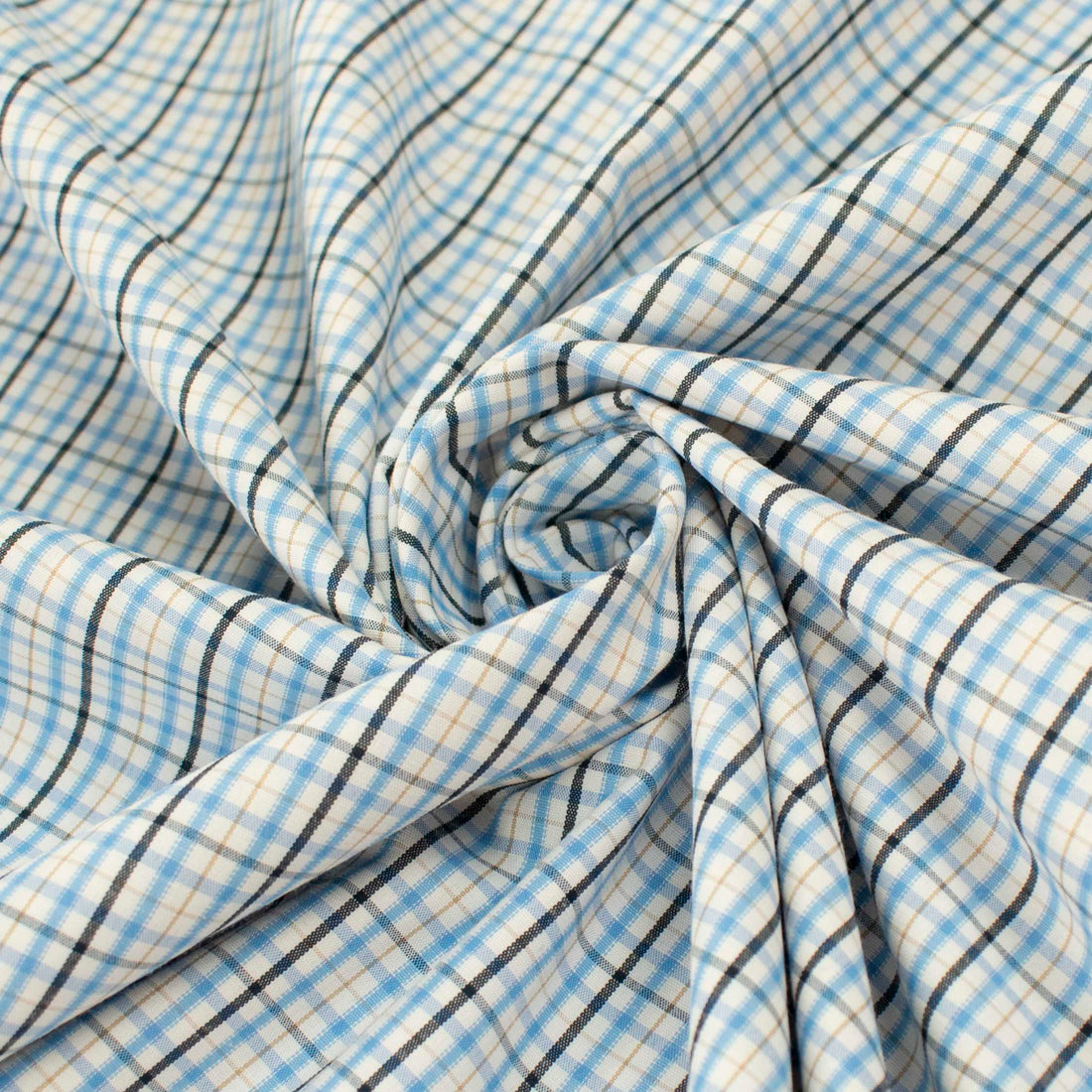 Check Shirting 150cm Design-19 Blue & Black Gingham