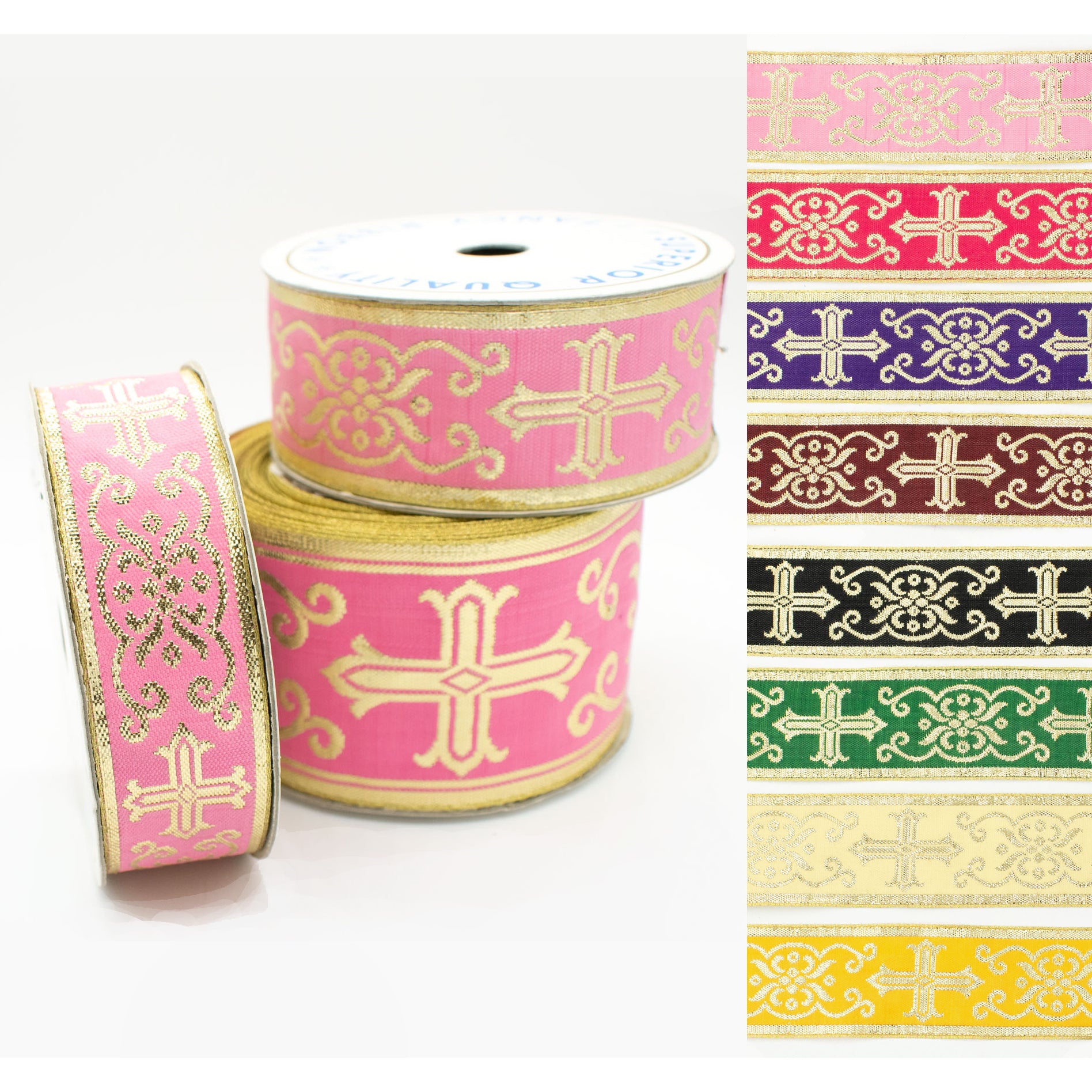 Church Liturgical Vestments Gold Embroidered Jacquard Ribbon