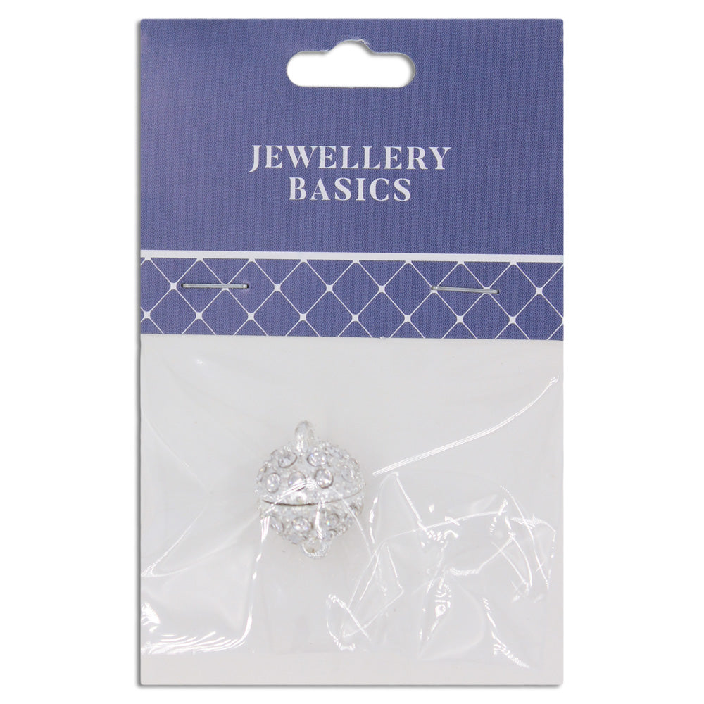 Rhinestone Clasp Magnetic 20mm Bright Silver 1Pc