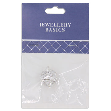 Rhinestone Clasp Magnetic 20mm Bright Silver 1Pc