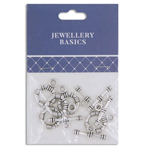 Clasp Toggle 15mm Silver Circle 5 Sets