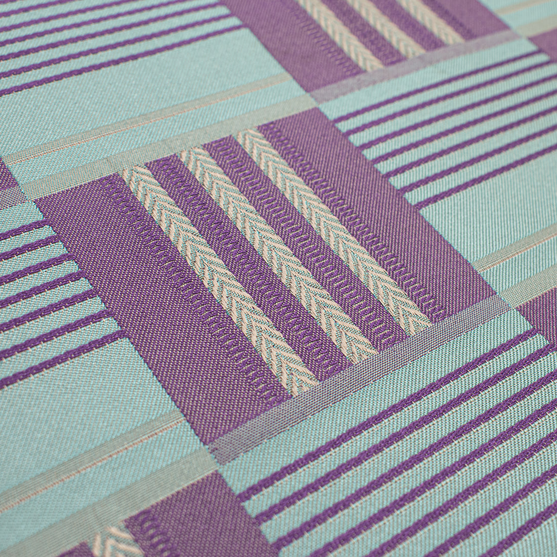 Coordinating Woven Check Upholstery & Suiting Fabric in Aqua/Purple