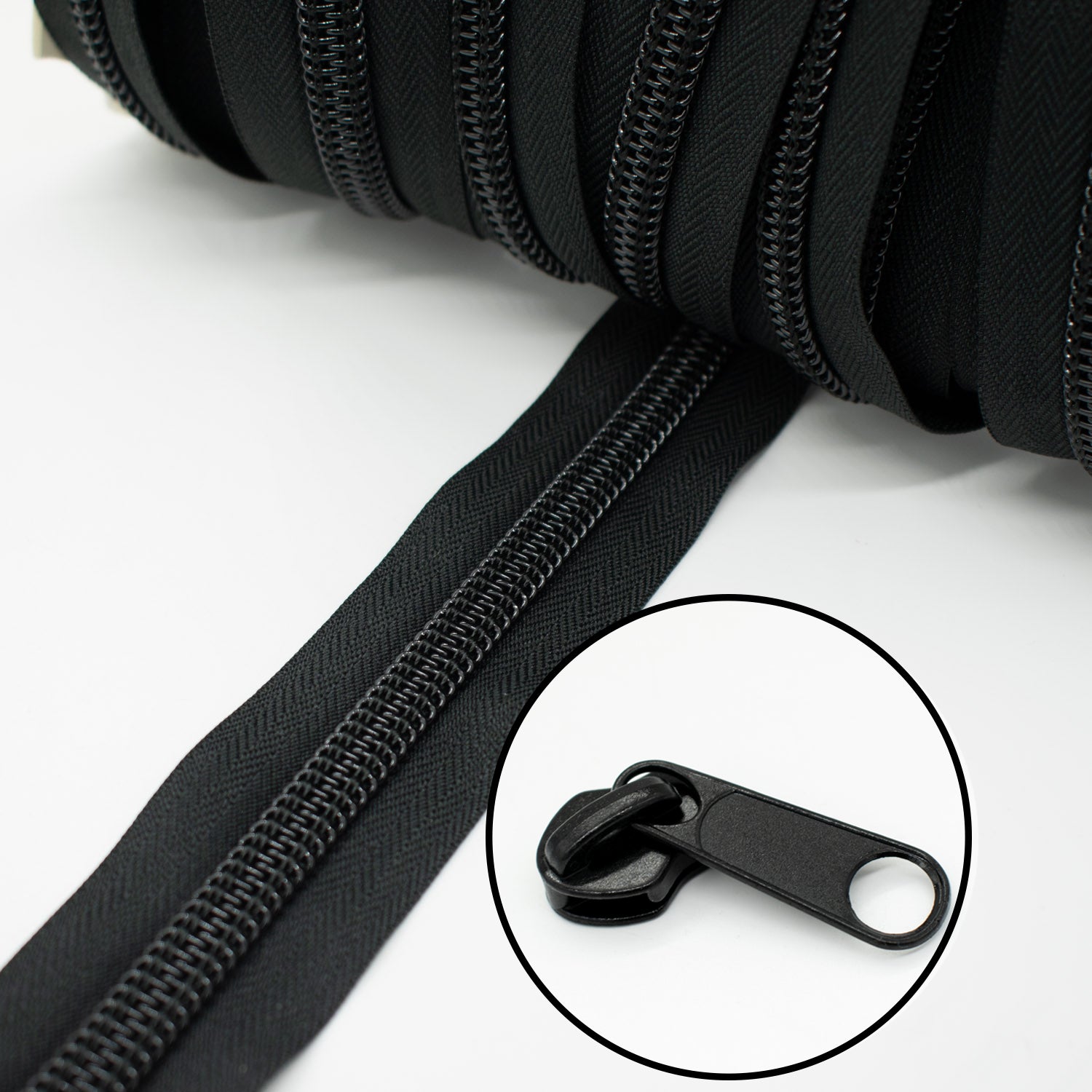 Metal Spiral Zip Head/Pull Slider No.10 Black