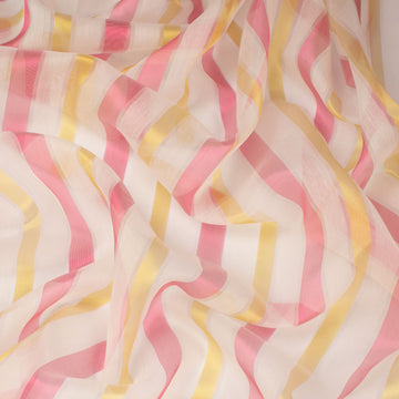 Corvaja by Zepel Curtaining Sheer Teal & Gold Stripes