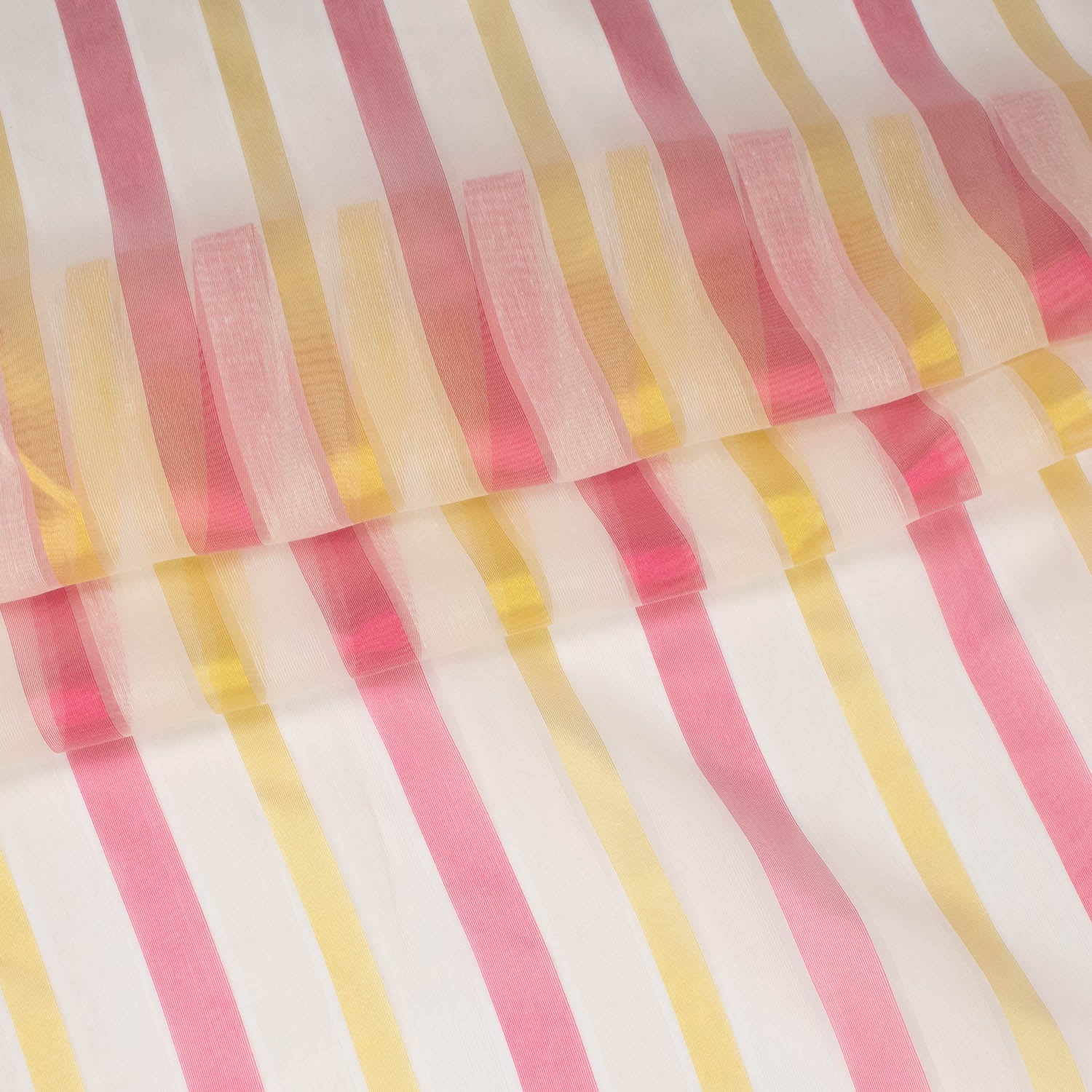 Corvaja by Zepel Curtaining Sheer Teal & Gold Stripes