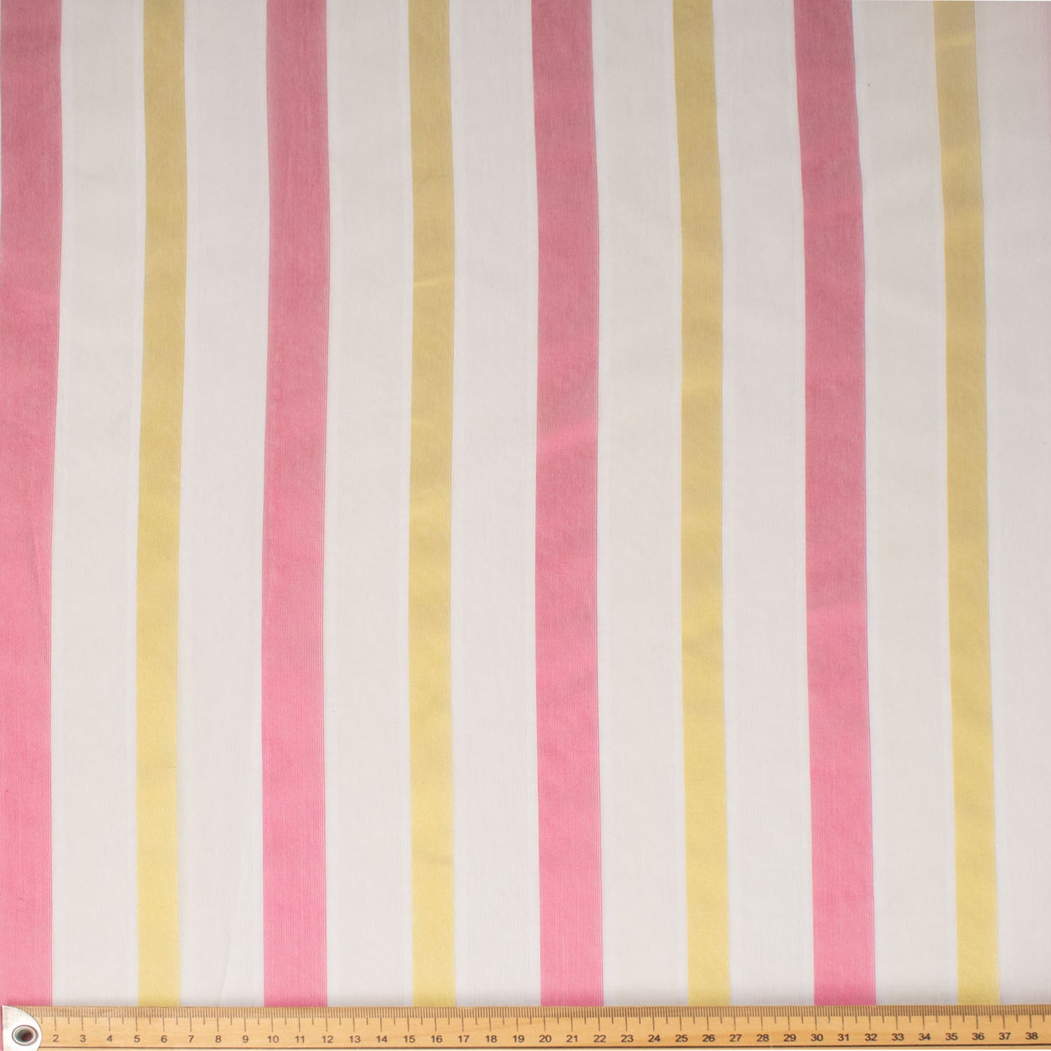 Corvaja by Zepel Curtaining Sheer Teal & Gold Stripes