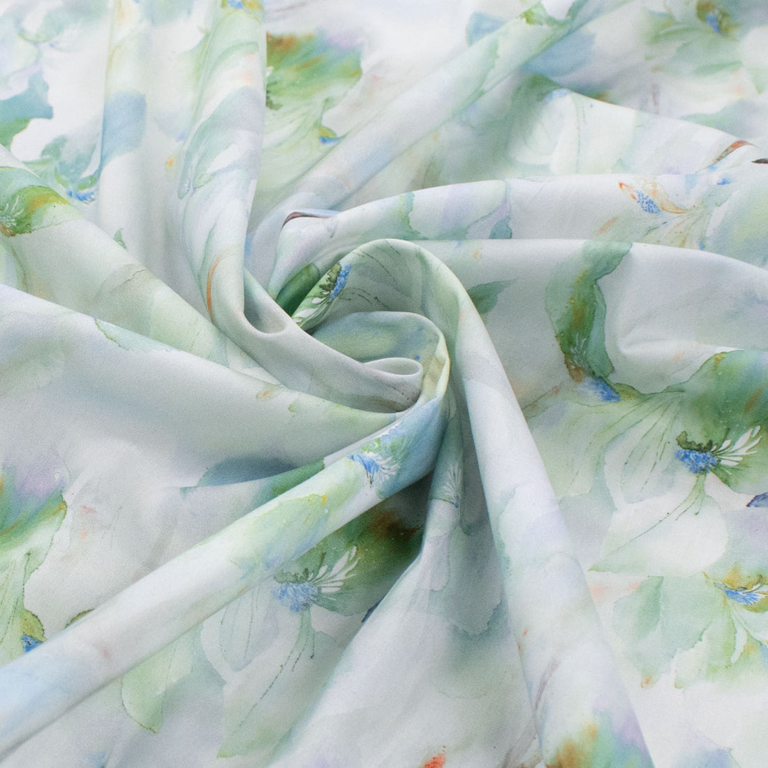 Pure Cotton Lawn Watercolour Prints SS41838 - Iris Garden Soft Green