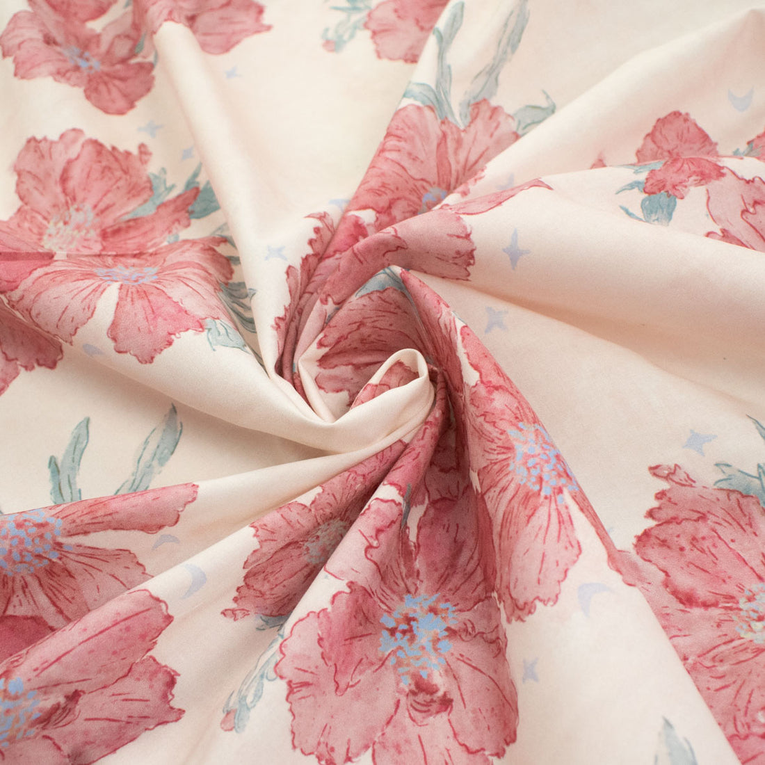 Pure Cotton Lawn Watercolour Prints SS-41834 - Vintage Floral Red