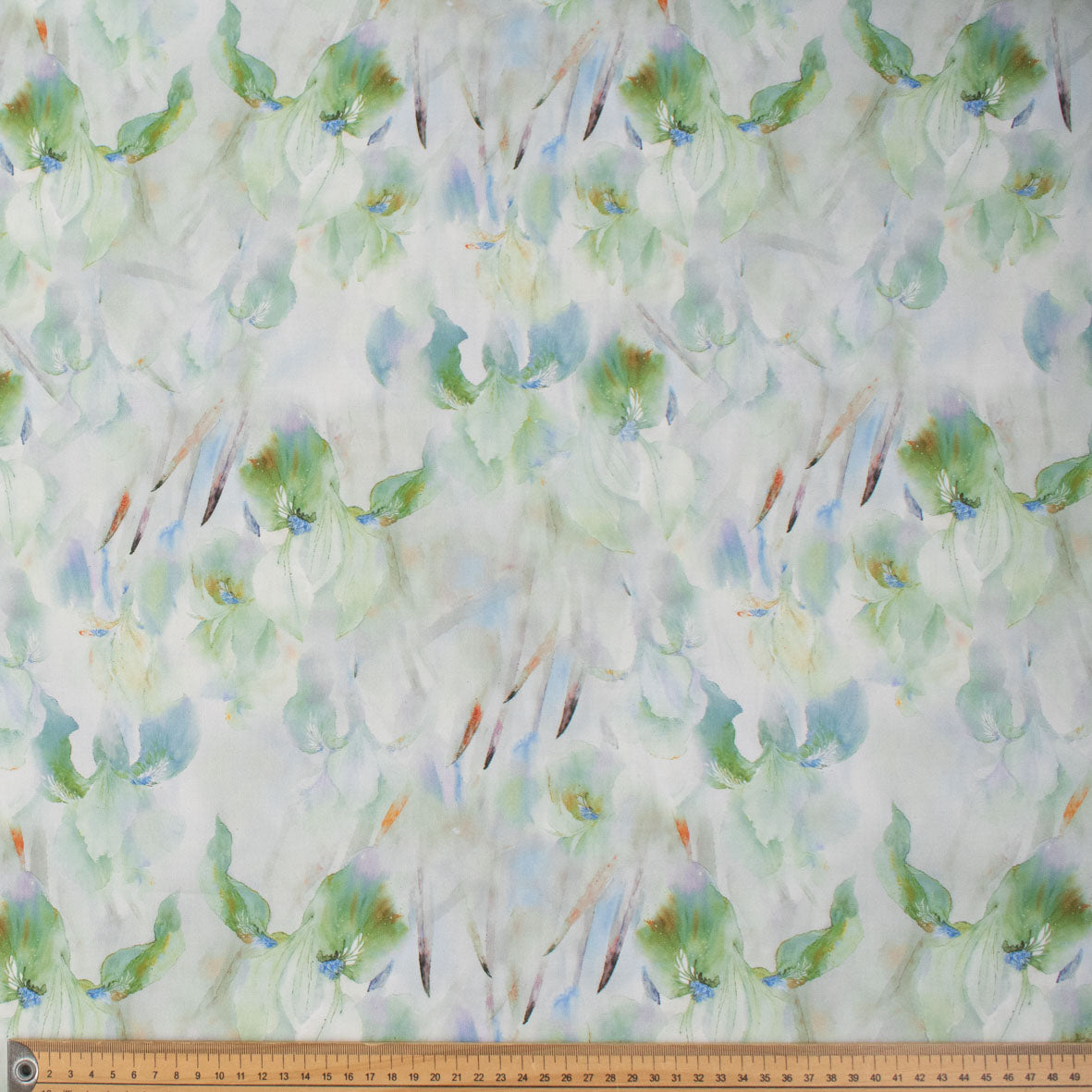 Pure Cotton Lawn Watercolour Prints SS41838 - Iris Garden Soft Green