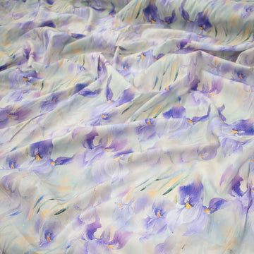Pure Cotton Lawn Watercolour Prints SS41838 - Iris Garden Lavender Bloom