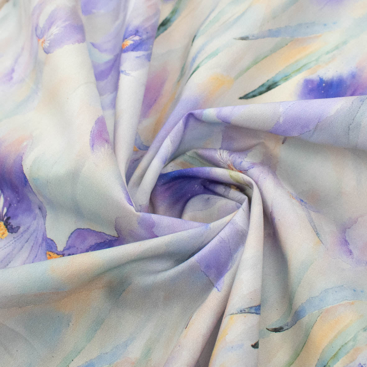 Pure Cotton Lawn Watercolour Prints SS41838 - Iris Garden Lavender Bloom